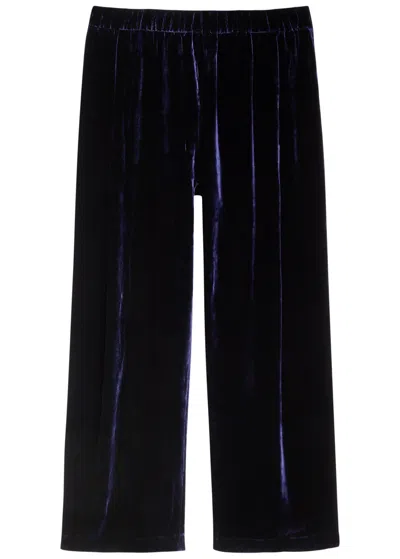 Eileen Fisher Straight-leg Velvet Trousers In Blue