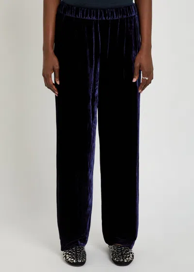 Eileen Fisher Straight-leg Velvet Trousers In Blue