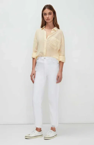 7 For All Mankind High Waist Straight Leg Jeans In White