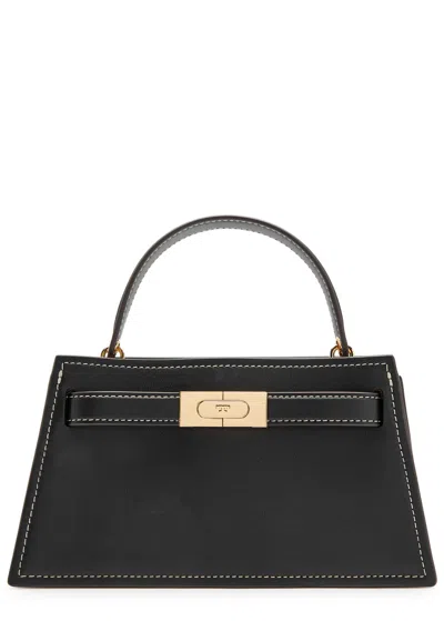 Tory Burch Lee Radziwill Mini Pebbled Leather Top Handle Bag In Brown