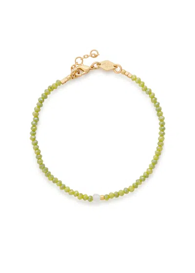 Anni Lu Cosmic Cactus 18kt Gold-plated Beaded Bracelet In Green