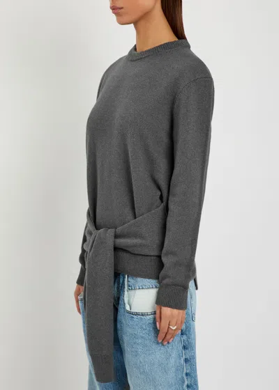 Jw Anderson Waist Tie Wool-blend Jumper In Gray
