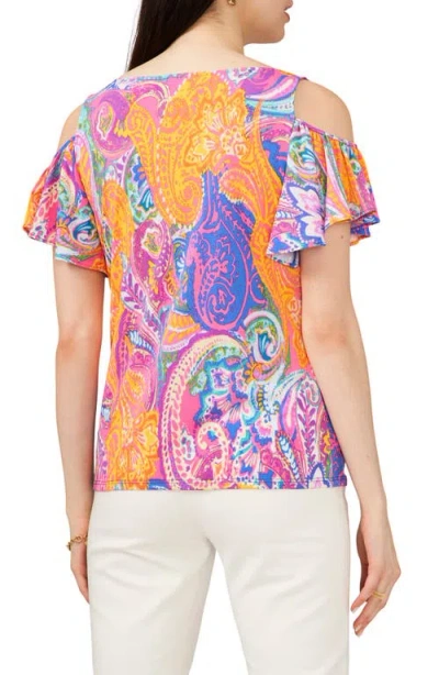Chaus V-neck Cold Shoulder Top In Multi