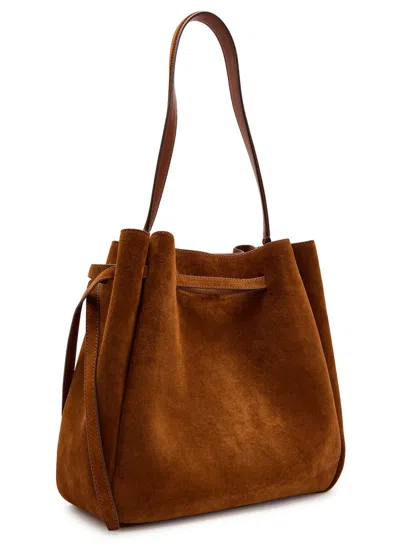 Tory Burch Romy Large Suede Bucket Bag In Pink