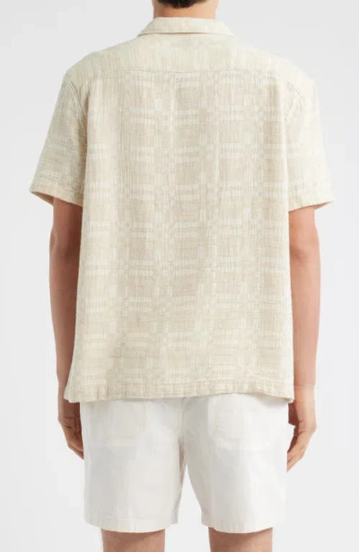 Treasure & Bond Jacquard Cotton Blend Camp Shirt In Brown