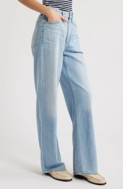 Rag & Bone Logan Featherweight Mid Rise Wide Leg Jeans In Greenport In Green