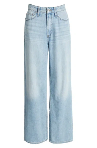 Rag & Bone Logan Featherweight Mid Rise Wide Leg Jeans In Greenport In Green