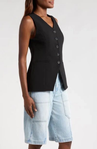 Pistola Lila Button Front Vest In Black