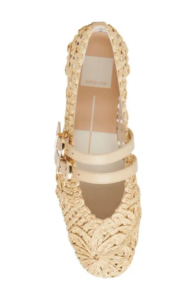 Dolce Vita Baylee Sunflower Macramé Mary Jane Flats In Nude