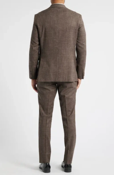 Jack Victor Marcus Peak Lapel Wool & Silk Blend Suit In Brown