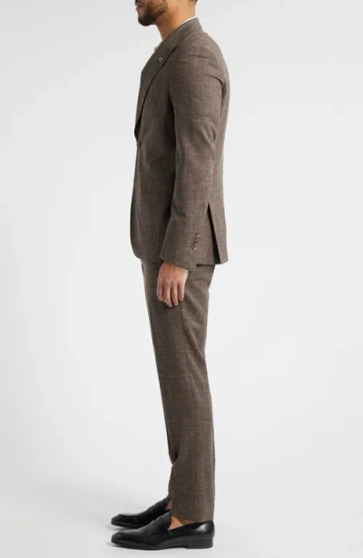 Jack Victor Marcus Peak Lapel Wool & Silk Blend Suit In Brown