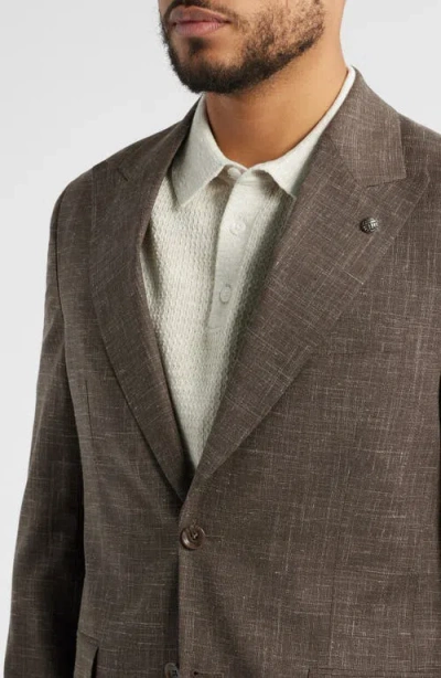 Jack Victor Marcus Peak Lapel Wool & Silk Blend Suit In Brown