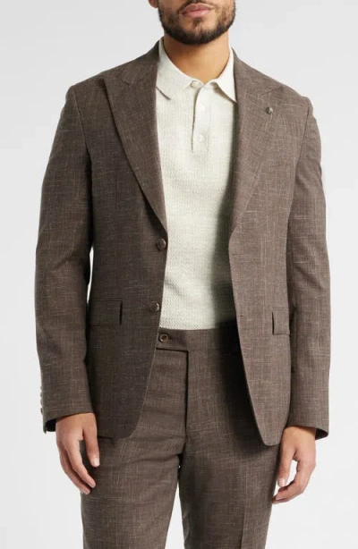 Jack Victor Marcus Peak Lapel Wool & Silk Blend Suit In Brown
