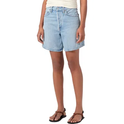 Agolde Dame High Waist Mid Length Relaxed Denim Shorts In Coax