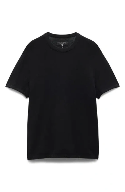 Rag & Bone Harvey Ringer Cotton Blend Mesh T-shirt In Black