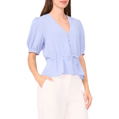 Halogen ® Button Front Tie Waist Top In Blue