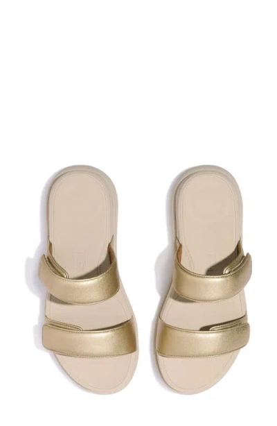 Fitflop F-mode Go Adjustable Platform Slide Sandal In Silver