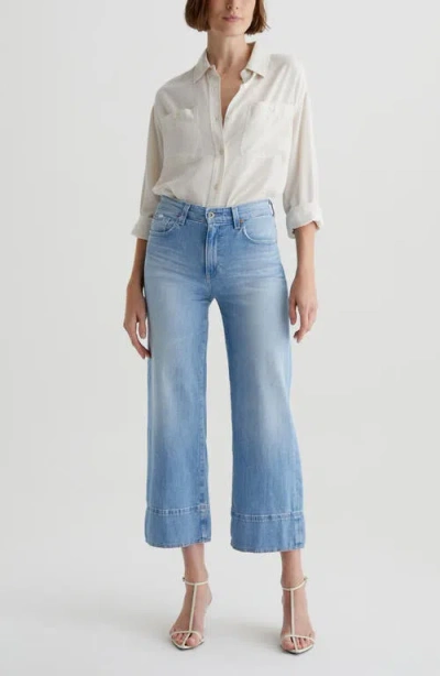 Ag Saige Mid Rise Wide Leg Crop Jean In Dana Point In Blue