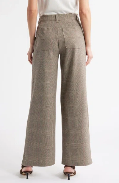 Wit & Wisdom Whitney Skyrise Glen Plaid Pleated Wide Leg Trousers In Neutral