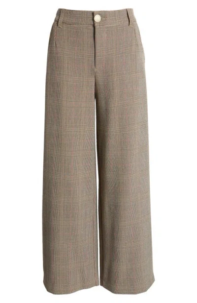 Wit & Wisdom Whitney Skyrise Glen Plaid Pleated Wide Leg Trousers In Neutral
