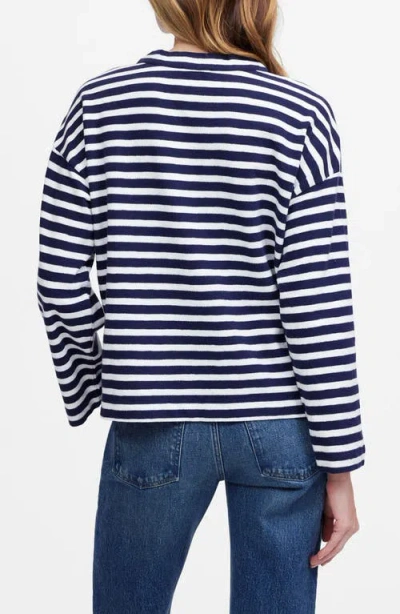 Madewell Stripe Lace-up Long Sleeve Top In Blue