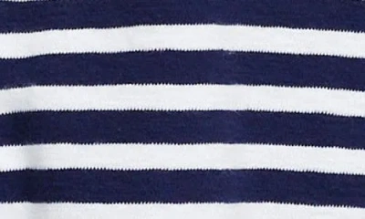 Madewell Stripe Lace-up Long Sleeve Top In Blue