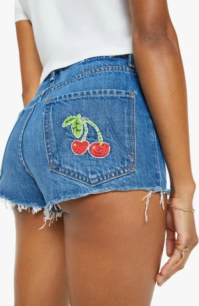 Mother The Tune Up Frayed Hem Cutoff Denim Shorts In Blue