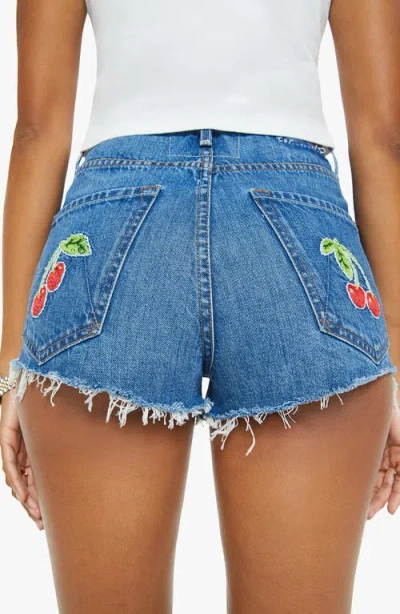Mother The Tune Up Frayed Hem Cutoff Denim Shorts In Blue