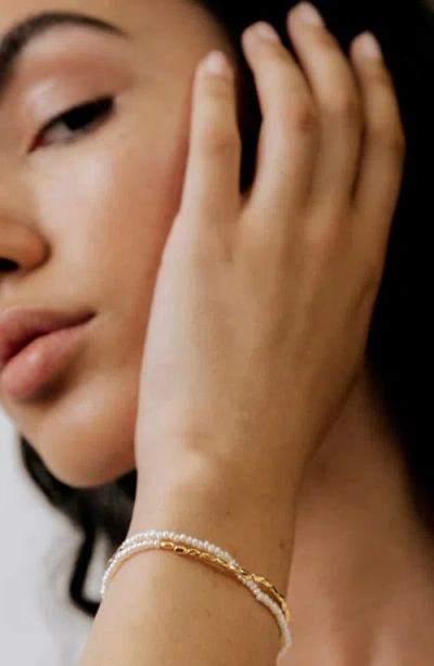 Monica Vinader Gold Mini Nugget Pearl Beaded Bracelet Pearl In 18ct Gold Vermeil On Sterling