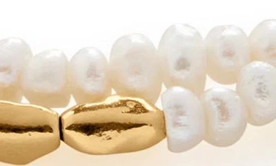 Monica Vinader Gold Mini Nugget Pearl Beaded Bracelet Pearl In 18ct Gold Vermeil On Sterling