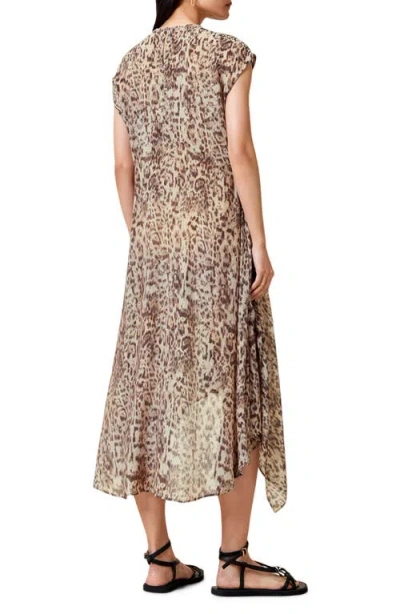 Allsaints Arwen Leopard Print Dress In Evia Sand White
