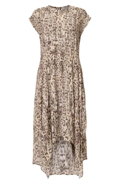 Allsaints Arwen Leopard Print Dress In Evia Sand White