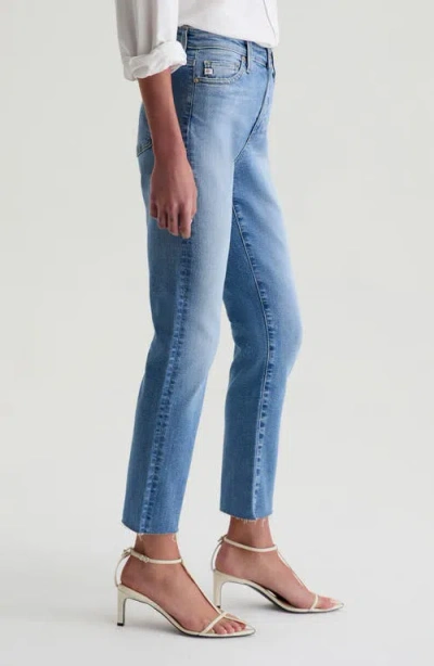 Ag Mari Raw Hem Slim Straight Leg Crop Jeans In Blue