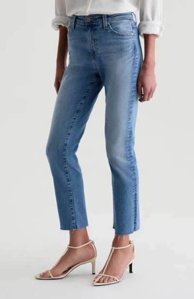 Ag Mari Raw Hem Slim Straight Leg Crop Jeans In Blue