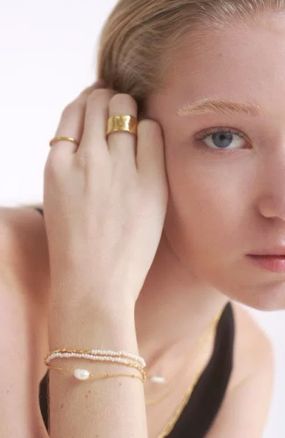 Monica Vinader Gold Keshi Pearl Beaded Chain Bracelet Pearl