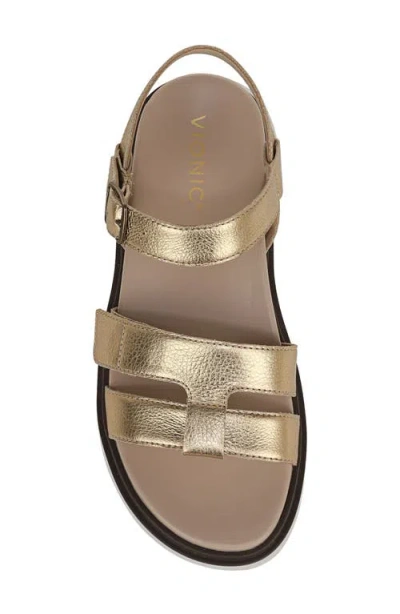 Vionic Solana Metallic Platform Sandal In Gold