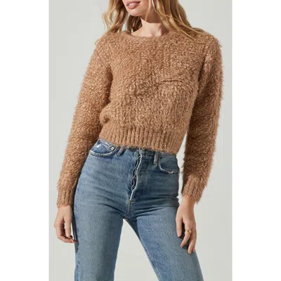 Astr The Label Alma Metallic Bouclé Crop Sweater In Gold