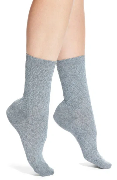 Elie Tahari Ruched Diamond Texture Trouser Socks In Gray