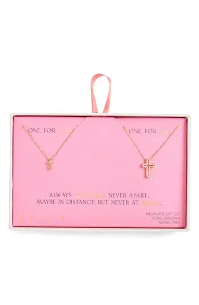 Leith Cz You & Me Sun Pendant Necklace Set In Pink