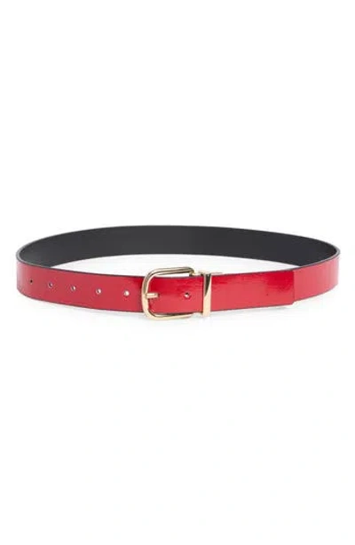 Kate Spade New York Crinkle Patent Leather Belt In Red