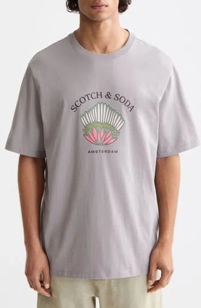 Scotch & Soda Regular Fit Artwork Graphic T-shirt In Gray