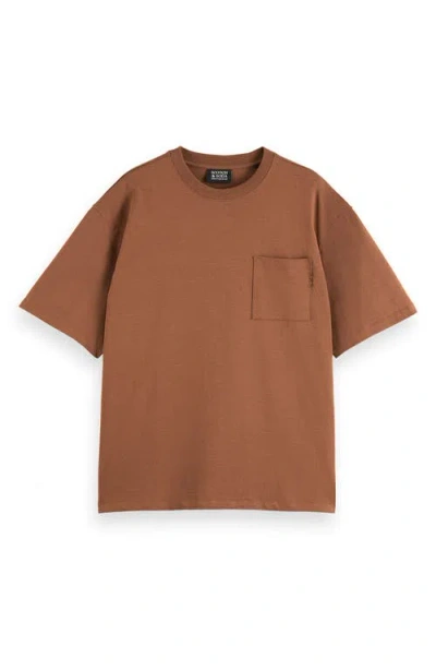 Scotch & Soda Relaxed Pocket T-shirt In Brown