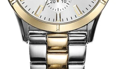 Geoffrey Beene Ez Change Bracelet Strap & Leather Strap Multifunction Watch, 41mm In Gold