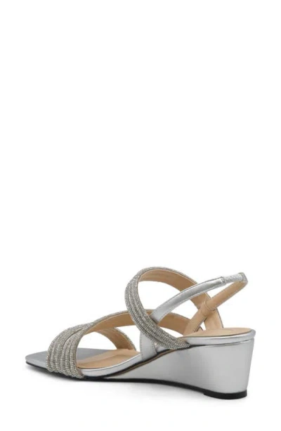 Adrienne Vittadini Alanis Embellished Wedge Sandal In Silver