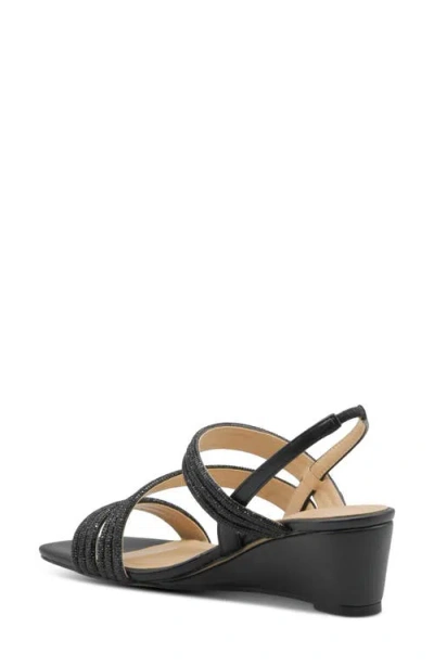 Adrienne Vittadini Alanis Embellished Wedge Sandal In Black