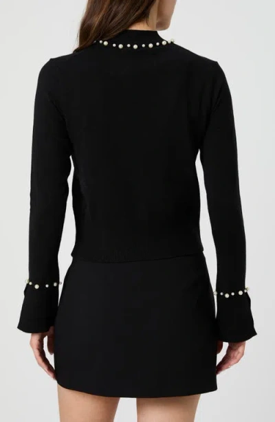 French Connection Faux Pearl Trim Turtleneck Sweater In Black