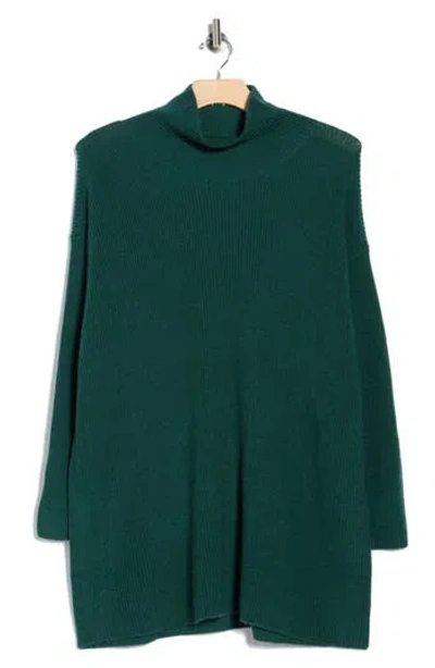 Eileen Fisher Turtleneck Organic Cotton Tunic Sweater In Green