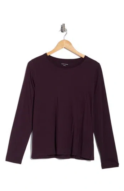 Eileen Fisher Organic Cotton Long Sleeve T-shirt In Brown