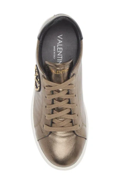 Valentino By Mario Valentino Mita Vlogo Sneaker In Gold