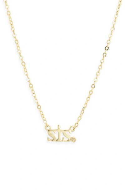 Nordstrom Rack 14k Gold Plated Lab Grown Diamond Sis Pendant Necklace In Gold